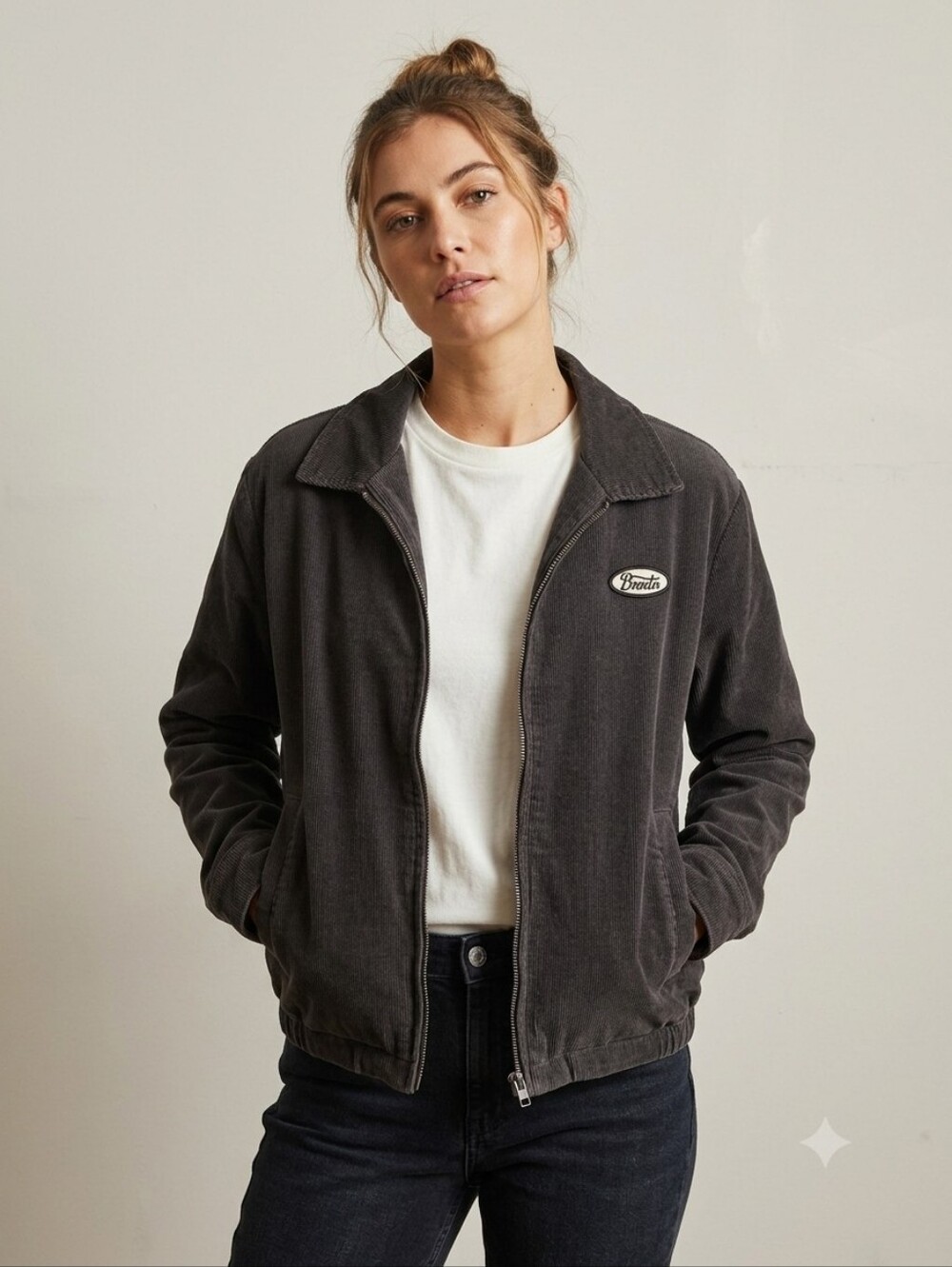 Brixton Charcoal Zip Bomber Jacket